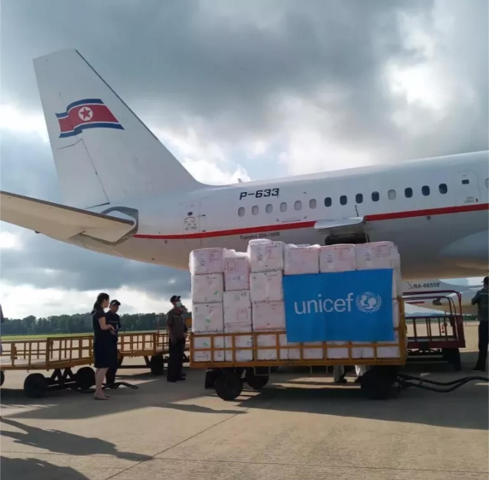 Vaccines unloaded at Pyongyang Sunan International Airport, 18 July 2024.